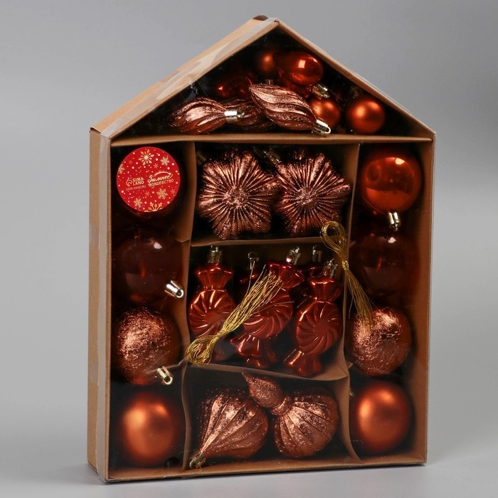 Набор украшений пластик 32 шт Набор украшений пластик 32 шт "Магия праздника" коричневый