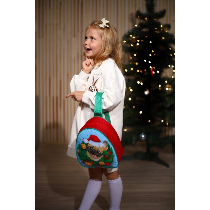 Новогодний детский рюкзак «Пёсик у ёлки», на новый год