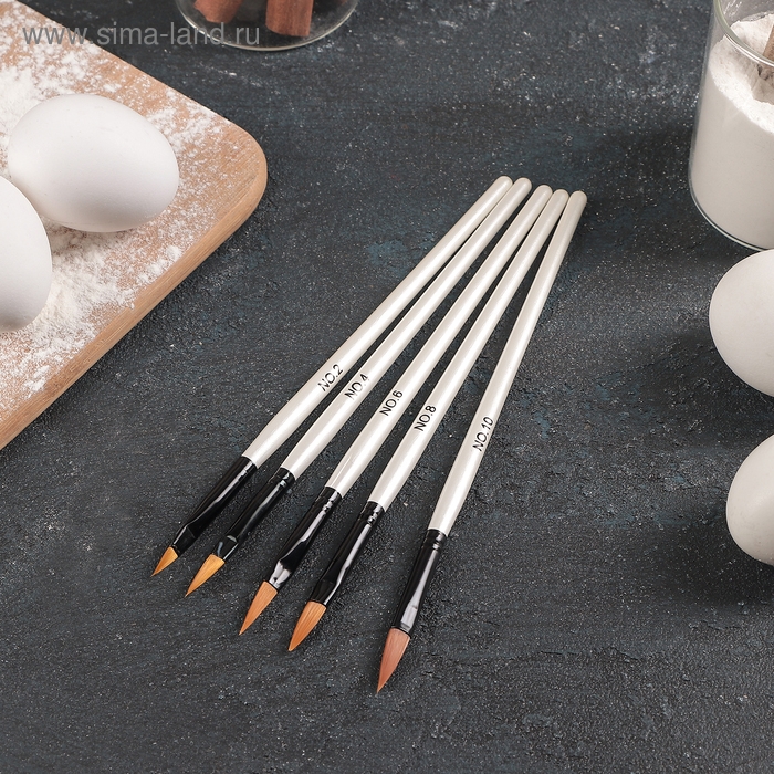 Набор кондитерских кисточек для декорирования «Топаз», 5 шт, цвет белый Набор кондитерских кисточек для декорирования «Топаз», 5 шт, цвет белый