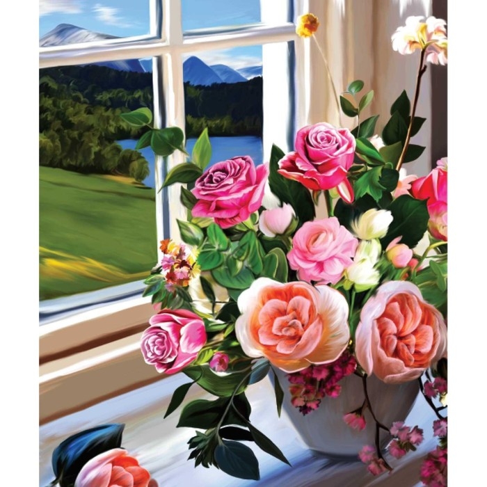 Алмазная мозаика с частичным заполнением «Букет на окне» 40х50 см, на подрамнике Алмазная мозаика с частичным заполнением «Букет на окне» 40х50 см, на подрамнике