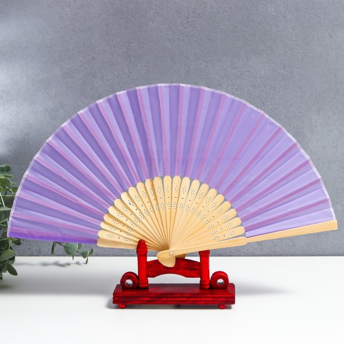 Веер бамбук, текстиль h=21 см  Веер бамбук, текстиль h=21 см "Моноцвет" в коробке, сиреневый