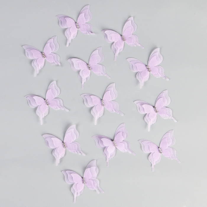 Декор для творчества «Бабочка», трёхслойный, набор 12 шт., размер 1 шт. — 5 × 4,5 см, цвет сиреневый Декор для творчества «Бабочка», трёхслойный, набор 12 шт., размер 1 шт. — 5 × 4,5 см, цвет сиреневый