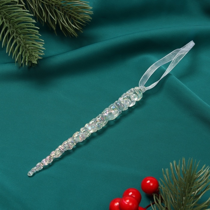 Украшение ёлочное Украшение ёлочное "Сосулька" 14,5х1 см, прозрачный перелив