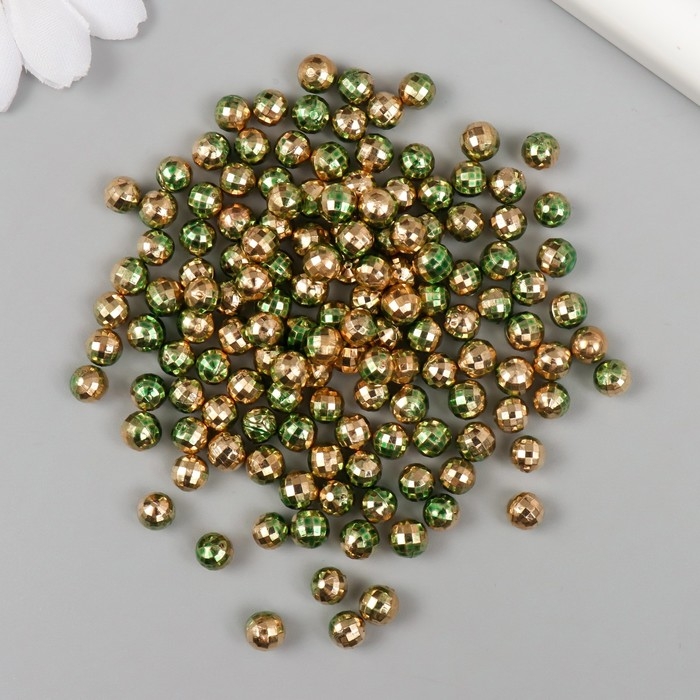 Декор для творчества пластик Декор для творчества пластик "Шарик с гранями. Золотисто-зелёный" набор 30 гр d=0,6 см