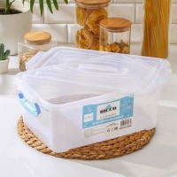 Контейнер пищевой RICCO, 9,75 л, 37,5×25×14 см, прямоугольный, цвет прозрачный, ручки голубые