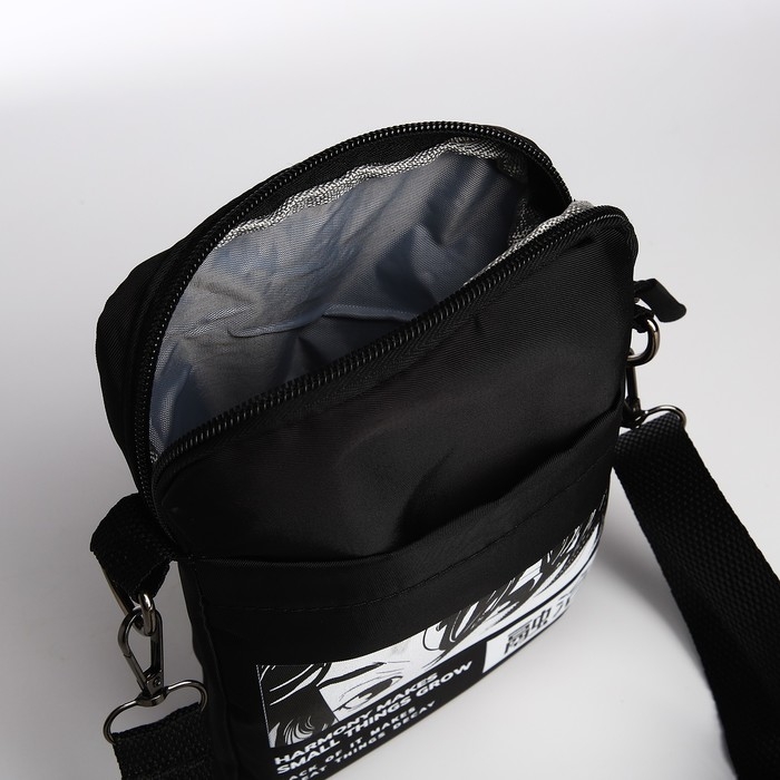 Сумка молодёжная на длинном ремне Anime, 20 х 15 х 3 см, отдел на молнии, цвет чёрный Сумка молодёжная на длинном ремне Anime, 20 х 15 х 3 см, отдел на молнии, цвет чёрный