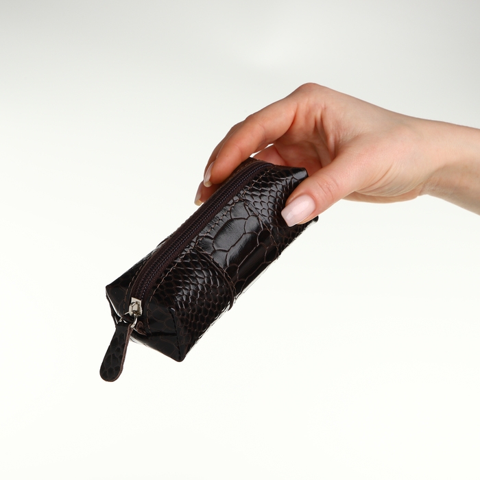 Ключница карманная на молнии, TEXTURA, длина 12,5 см, кольцо, цвет коричневый Ключница карманная на молнии, TEXTURA, длина 12,5 см, кольцо, цвет коричневый