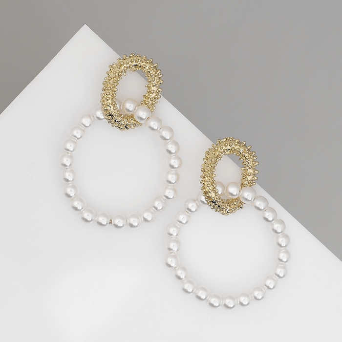 Серьги с жемчугом «Бусина» переплетение чувств, цвет золото Серьги с жемчугом «Бусина» переплетение чувств, цвет золото