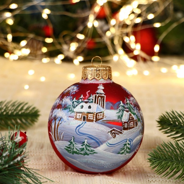 Набор из 4-х ёлочных шаров 100 мм «Зимний сон» Набор из 4-х ёлочных шаров 100 мм «Зимний сон»