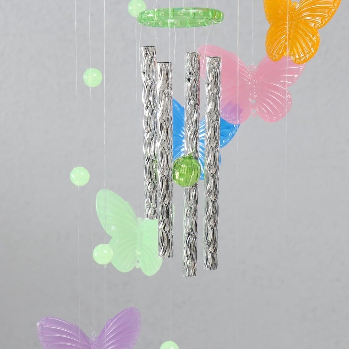 Музыка ветра пластик Музыка ветра пластик "Бабочки" светятся в темноте 4 трубочки + 11 фигурок 67 см МИКС