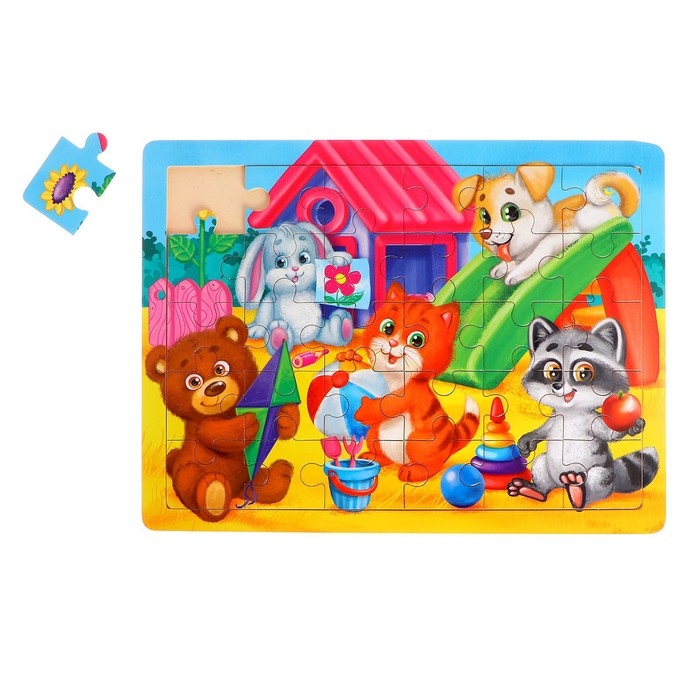 Пазл большой «Весёлые зверята», 30 элементов, размер детали: 6 × 5 см Пазл большой «Весёлые зверята», 30 элементов, размер детали: 6 × 5 см