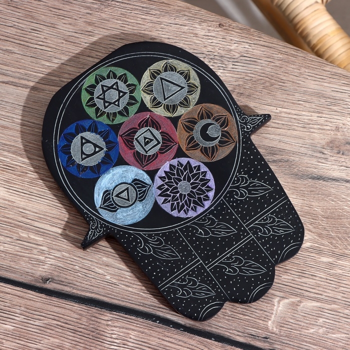 Подставка под благовония "Рука 7 чакр" камеь 19х15 см