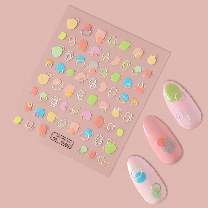 Наклейки для ногтей «Цветная абстракция», объёмные, разноцветные Наклейки для ногтей «Цветная абстракция», объёмные, разноцветные