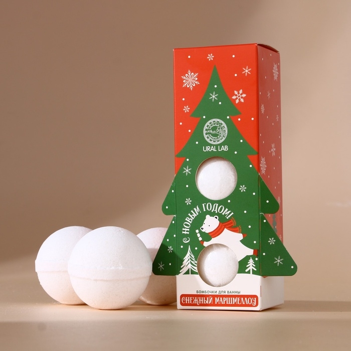 Набор бомбочки для ванны URAL LAB «С Новым Годом», 3х120 г Набор бомбочки для ванны URAL LAB «С Новым Годом», 3х120 г
