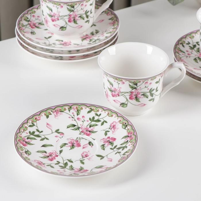 Сервиз фарфоровый чайный Доляна «Бланко», 12 предметов: 6 чашек 220 мл, 6 блюдец d=14 см Сервиз фарфоровый чайный Доляна «Бланко», 12 предметов: 6 чашек 220 мл, 6 блюдец d=14 см