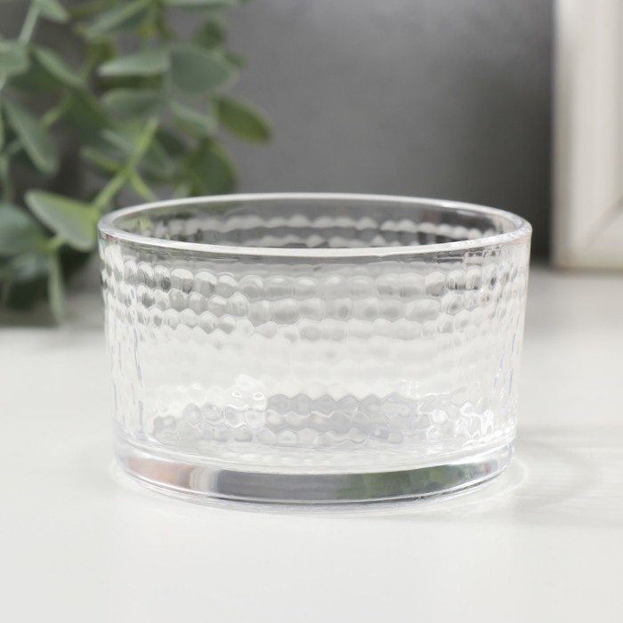 Подсвечник стекло на 1 свечу Подсвечник стекло на 1 свечу "Мятый круг" прозрачный 8,8х8,8х5 см