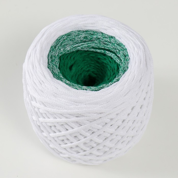 Хлопковый шнур 3 мм 220м/240±5 гр Градиент (белый/нефрит) Хлопковый шнур 3 мм 220м/240±5 гр Градиент (белый/нефрит)