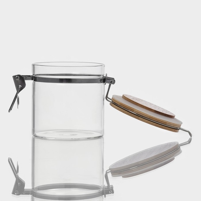 Банка стеклянная для хранения сыпучих продуктов «Эко», 650 мл, 10×11 см, с бугельным замком