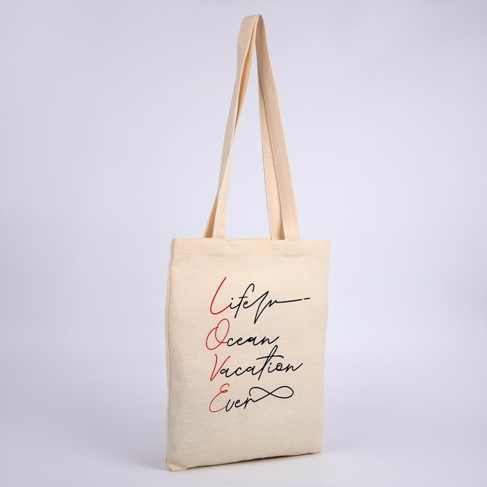 Сумка-шопер Love без молнии, без подкладки, цвет бежевый Сумка-шопер Love без молнии, без подкладки, цвет бежевый