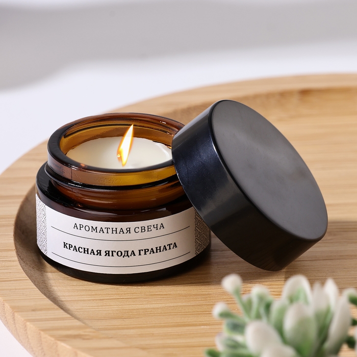 Свеча ароматическая в банке  Свеча ароматическая в банке "Красная ягода граната", соевый воск, 12 г