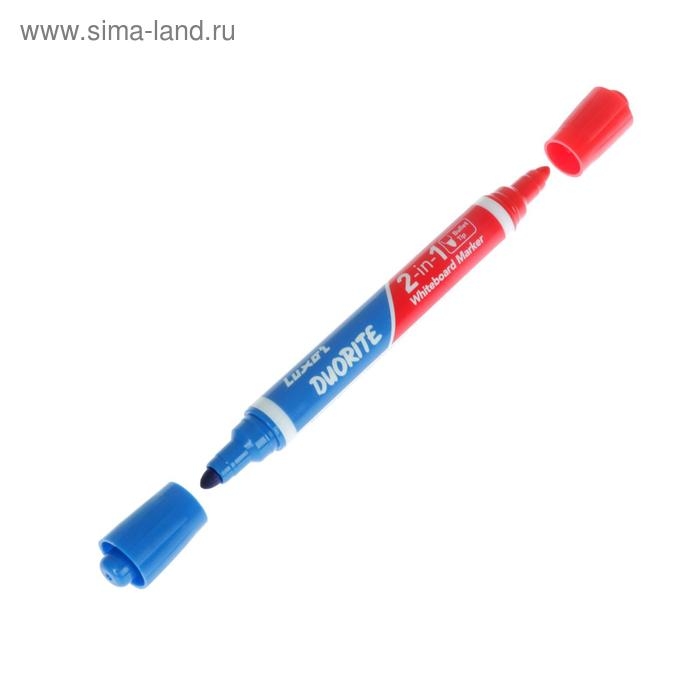 Маркер для белых досок Luxor Duorite, 1-3 мм, двусторонний, пулевидный, синий/красный Маркер для белых досок Luxor Duorite, 1-3 мм, двусторонний, пулевидный, синий/красный