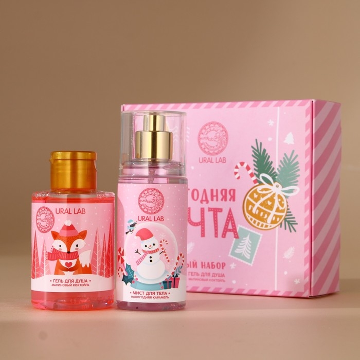Подарочный набор косметики «Новогодняя почта», гель для душа 100 мл и мист для тела 75 мл, Новый Год