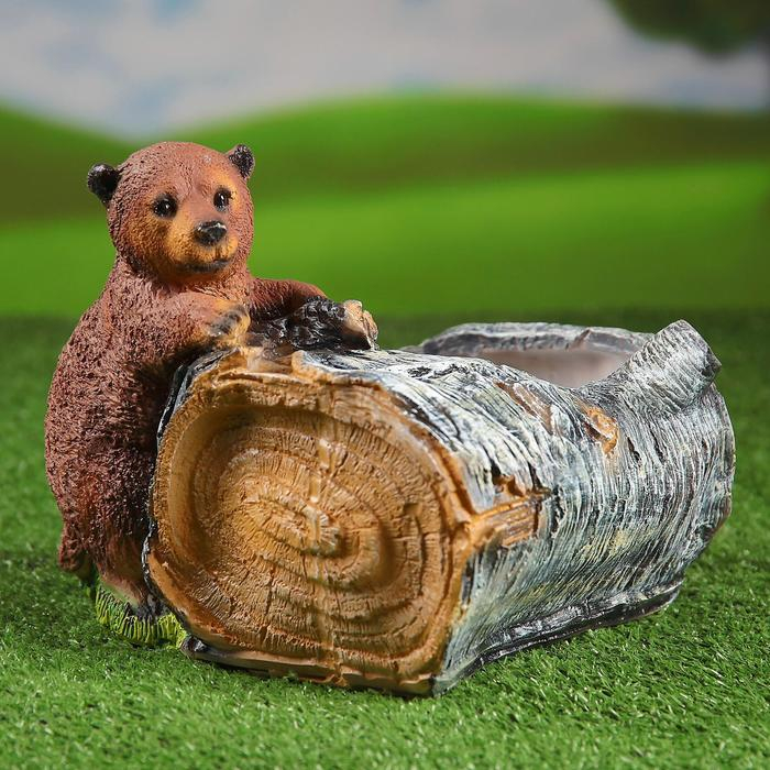 Фигурное кашпо Фигурное кашпо "Береза с мишкой" Н-22см, D-14см