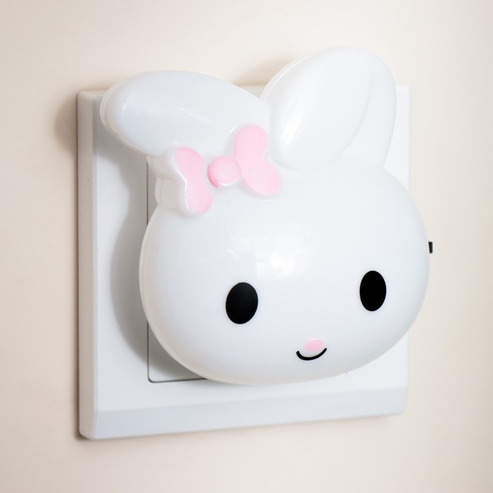 Ночник Ночник "Зайчик с бантом" LED белый 8х7х8 см RISALUX