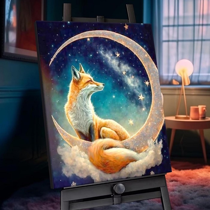Картина по номерам с кристаллами из хрусталя «Звездная лиса» 23 цвета, 40 × 50 см Картина по номерам с кристаллами из хрусталя «Звездная лиса» 23 цвета, 40 × 50 см