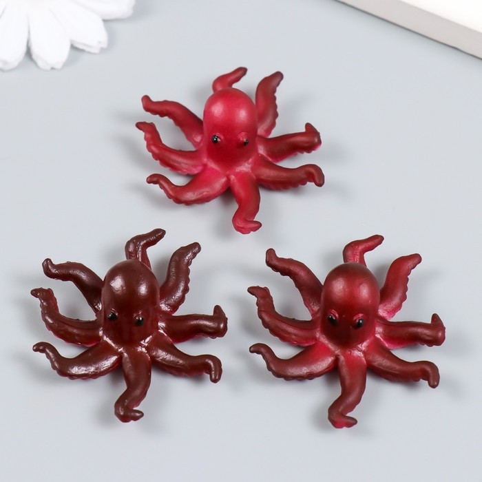Декор для творчества PVC Декор для творчества PVC "Осьминог" бордо 4,8х4,6х1,8 см