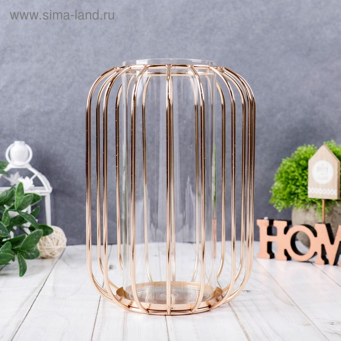 Ваза-флорариум "Ангстрем" 9х20 см, колба в подставке, золото