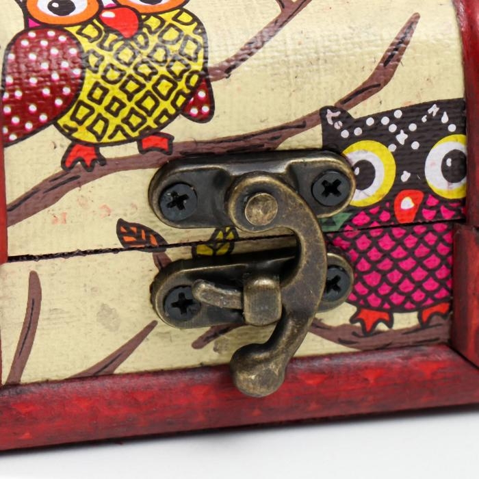 Шкатулка дерево сундучок  Шкатулка дерево сундучок "Совята" 6х8х5,5 см