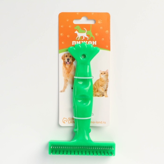 Расчёска-грабли  Расчёска-грабли "Лапка", 15 х 8,8 см, зелёная