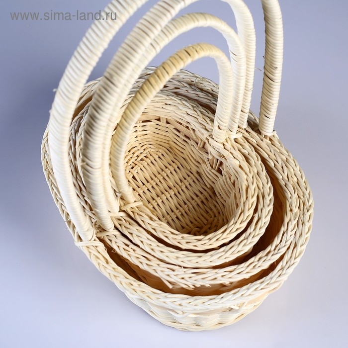 Набор корзин плетеных из 4-х 20х28 Н 8/26,17х24 Н7/25,14х21Н6/20, 12х18 Н 5/17 см.(ротанг) Набор корзин плетеных из 4-х 20х28 Н 8/26,17х24 Н7/25,14х21Н6/20, 12х18 Н 5/17 см.(ротанг)