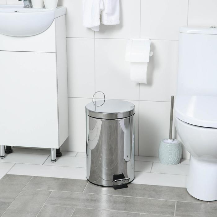 Ведро с педалью Доляна, 12 л, нержавеющая сталь Ведро с педалью Доляна, 12 л, нержавеющая сталь