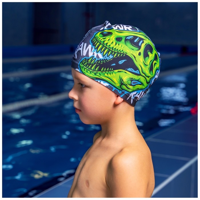 Шапочка для плавания детская ONLYTOP «Череп», тканевая, обхват 46-52 см