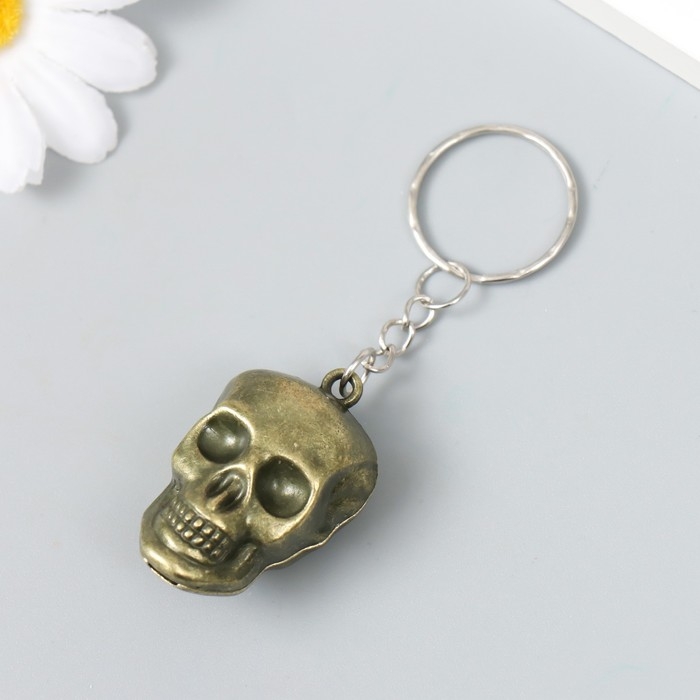 Брелок металл "Череп" под бронзу 3,7х2,7х1,7 см