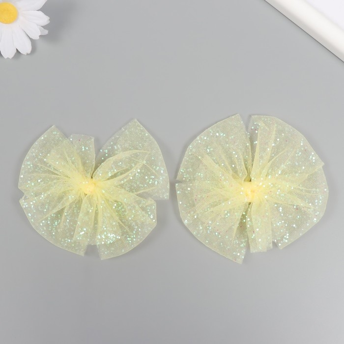 Декор для творчества Декор для творчества "Бант из Фатина" жёлтый, 9 см (набор 2 шт)