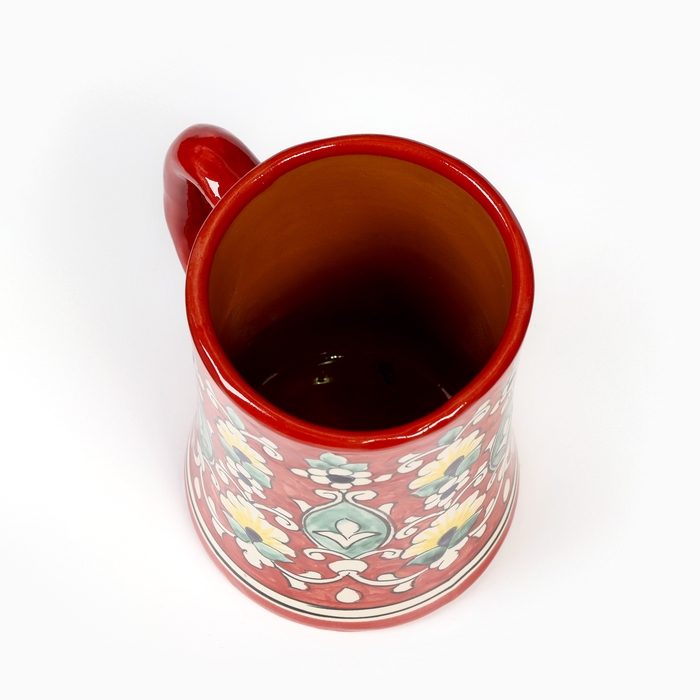 Кружка Риштанская Керамика Кружка Риштанская Керамика "Цветы" 500 мл, красная
