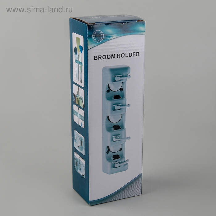 Держатель для уборочного инвентаря с крючками, 26×6×9 см, цвет МИКС Держатель для уборочного инвентаря с крючками, 26×6×9 см, цвет МИКС
