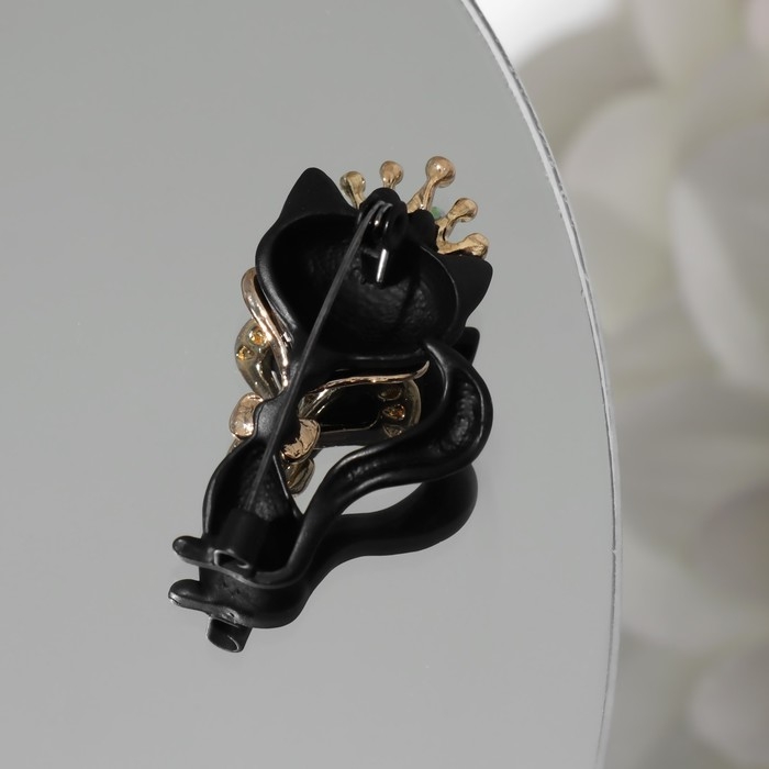 Брошь Брошь "Кошечка" загадочная, цвет чёрно-белый в золоте