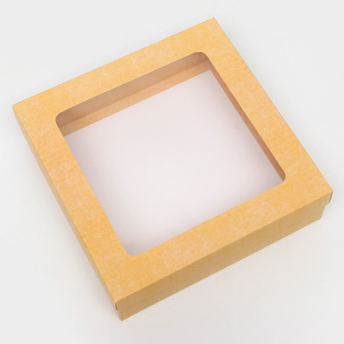 Коробка подарочная складная, упаковка, крышка-дно,с окном, крафт, 23 х 23 х 6,5 см Коробка подарочная складная, упаковка, крышка-дно,с окном, крафт, 23 х 23 х 6,5 см