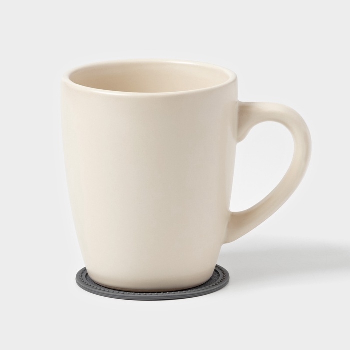 Набор подставок под горячее, под кружку, силикон, 6 шт, d=8 см, серый Набор подставок под горячее, под кружку, силикон, 6 шт, d=8 см, серый