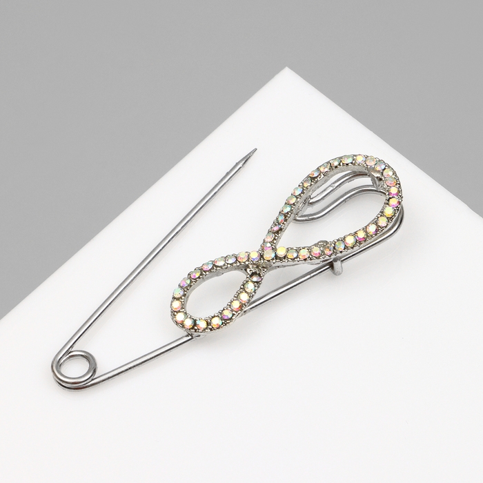 Булавка «Бесконечность», 6,5 см, цвет радужный в серебре