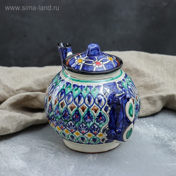 Чайник Риштанская Керамика  Чайник Риштанская Керамика "Узоры", 1000 мл, синий