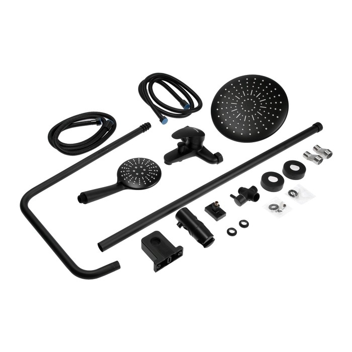 Душевая система ZEIN ZS-3F, смеситель, тропическая и ручная лейка 3 режима, латунь, черный Душевая система ZEIN ZS-3F, смеситель, тропическая и ручная лейка 3 режима, латунь, черный