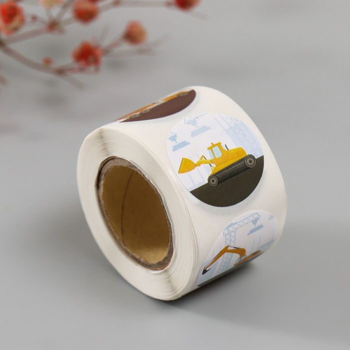 Наклейка бумага Наклейка бумага "Строительная техника" d=2,5 см 252 шт в рулоне