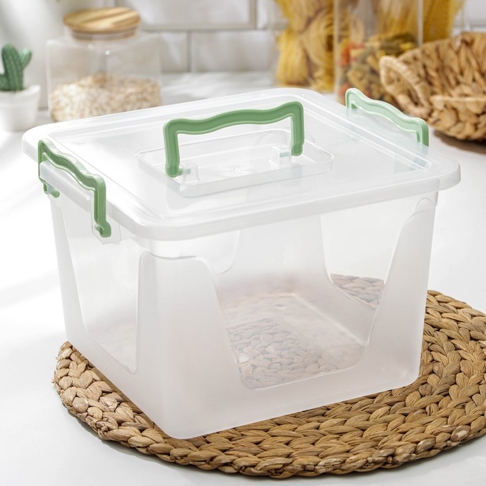 Контейнер пищевой, 8,5 л, прозрачный, ручки МИКС