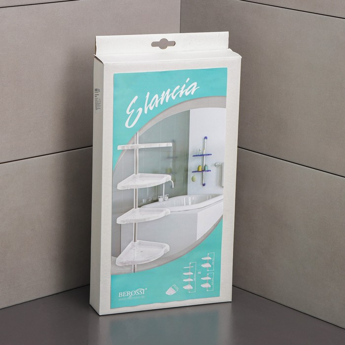 Полка угловая 4-х ярусная «Элансия», 24×24×98,2 см, цвет белый Полка угловая 4-х ярусная «Элансия», 24×24×98,2 см, цвет белый