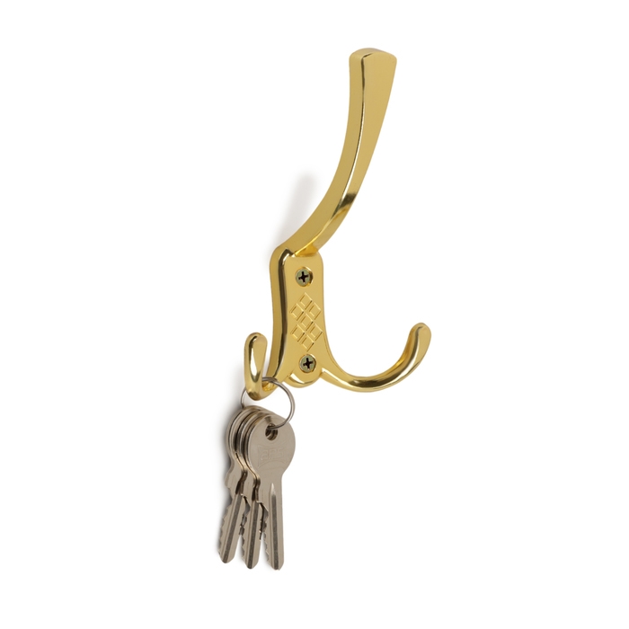 Крючок мебельный ТУНДРА TKT003 LIGHT, трехрожковый, золото Крючок мебельный ТУНДРА TKT003 LIGHT, трехрожковый, золото